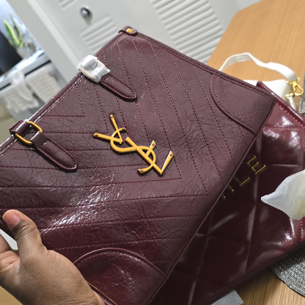 Yves Saint Laurent Deep Red Quilted Tote